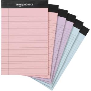 imageAmazon Basics Wide Ruled Lined Writing Note Pads 85 inch x 1175 inch White 12 Count 12 Pack of 50Multicolor
