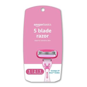 imageAmazon Basics Womens 5 Blade FITS Razor for Women FITS Amazon Basics Handle and Venus Handles Includes 1 FITS Handle 12 Cartridges ampamp 1 Shower HangerPink