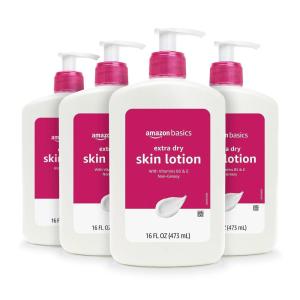 imageAmazon Brand  Solimo ExtraDry Skin Lotion with Vitamins B5 ampamp E 16 fl oz16 Fl Oz Pack of 4