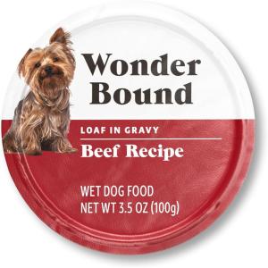 imageAmazon Brand  Wonder Bound Small Breed Wet Dog Food Porterhouse Flavor Loaf in Gravy 35 Ounce Pack of 12Beef Loaf