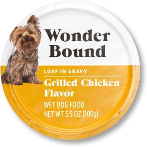 imageAmazon Brand  Wonder Bound Small Breed Wet Dog Food Porterhouse Flavor Loaf in Gravy 35 Ounce Pack of 12Grilled Chicken Loaf