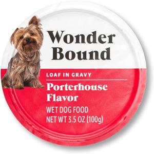imageAmazon Brand  Wonder Bound Small Breed Wet Dog Food Porterhouse Flavor Loaf in Gravy 35 Ounce Pack of 12Porterhouse Loaf