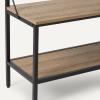imageAmazon Basics Entry Bench with Hooks Hall Tree with Shoe Storage Bench Steel Frame Oak Finish