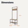 imageAmazon Basics Entry Bench with Hooks Hall Tree with Shoe Storage Bench Steel Frame Oak Finish