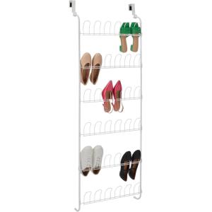 imageAmazon Basics Over the Door Metal Shoe Rack 18 Pair Capacity WhiteWhite