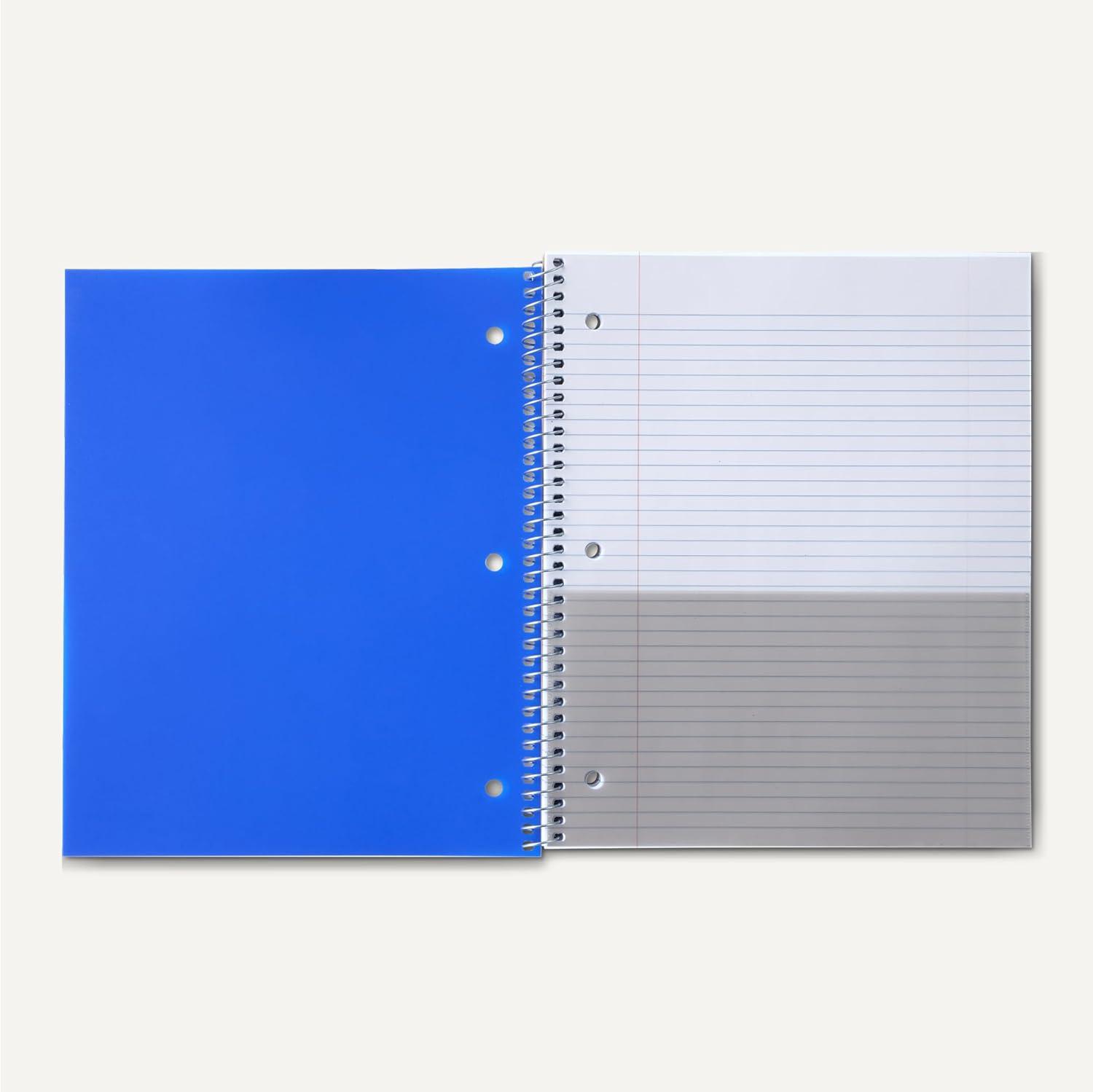 imageAmazon Basics College Ruled Spiral Notebook 70 Sheets 105quot x 8quot 5 pack Assorted Pastel Solid ColorsAssorted Primary Colors