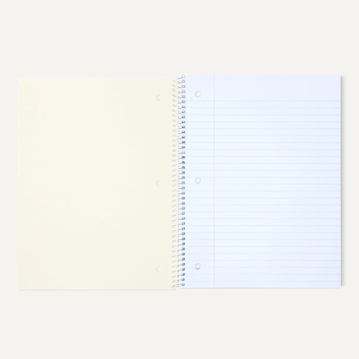 imageAmazon Basics Wide Ruled Spiral Notebook 70 Sheets 712quot x 1012quot 3 pack Assorted Primary Solid ColorsAssorted Pastel Solid Colors