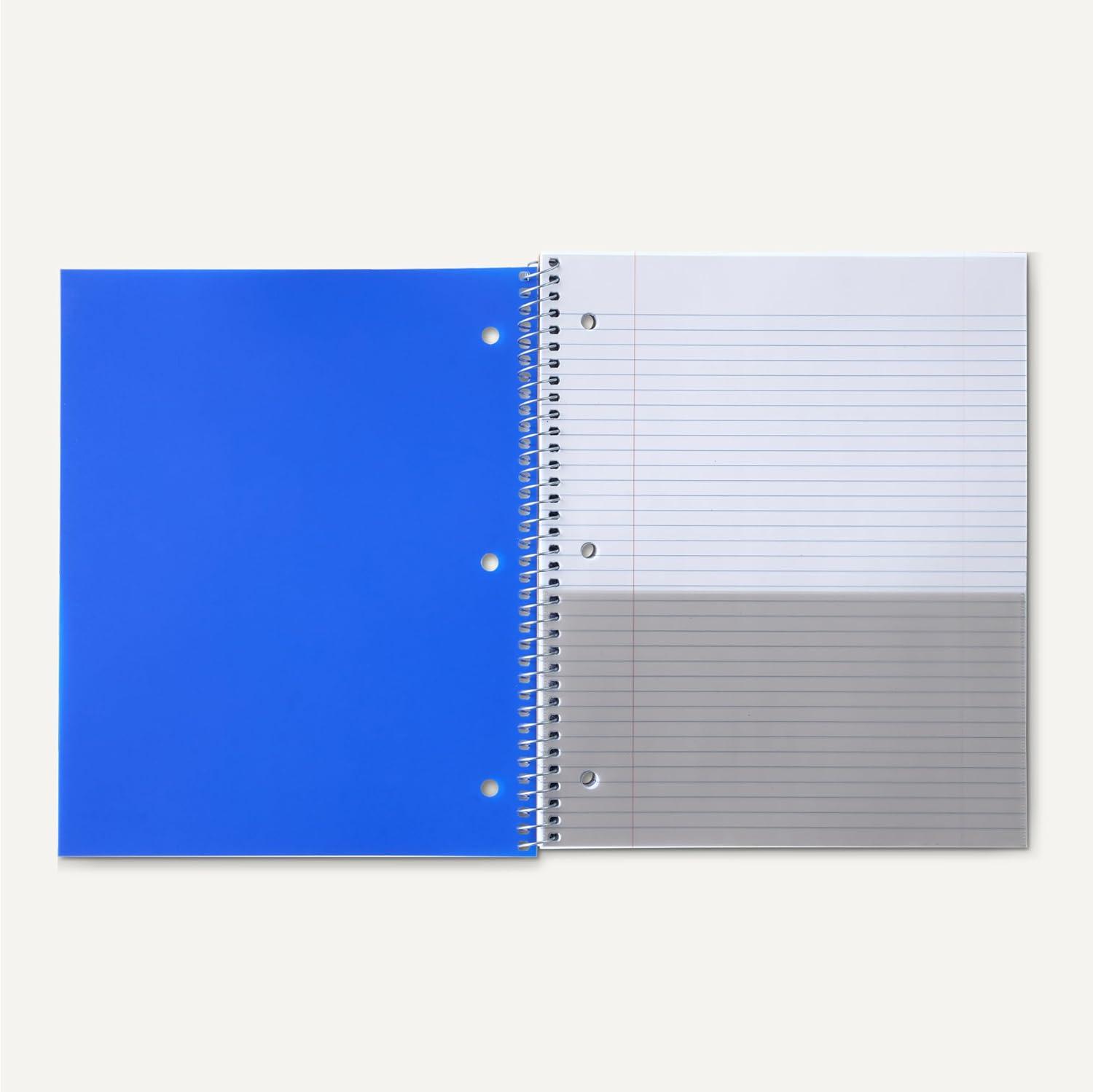imageAmazon Basics Wide Ruled Spiral Notebook 70 Sheets 712quot x 1012quot 3 pack Assorted Primary Solid ColorsAssorted Primary Colors