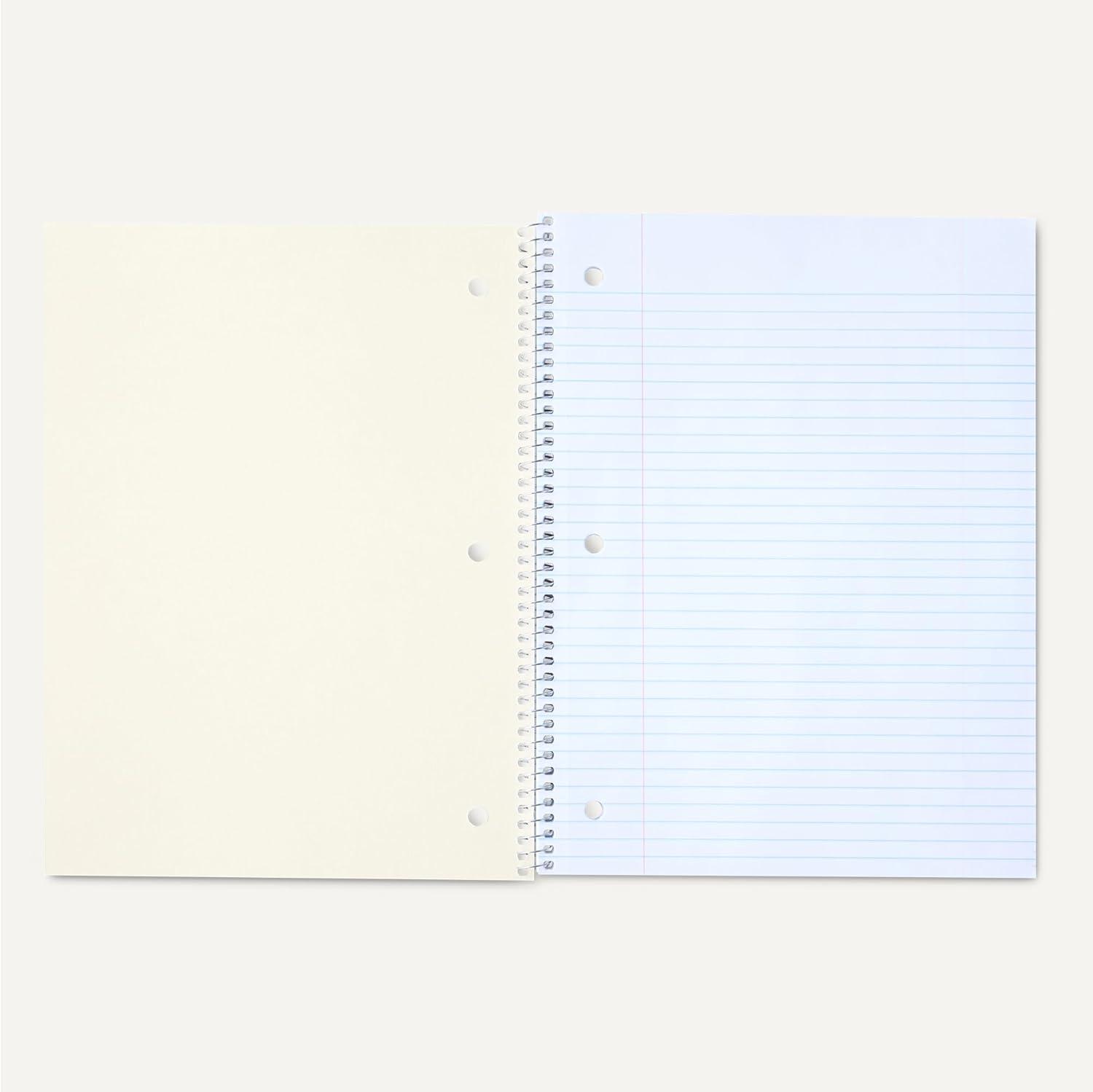 imageAmazon Basics Wide Ruled Spiral Notebook 70 Sheets 712quot x 1012quot 3 pack Assorted Primary Solid ColorsAssorted Primary Solid Colors
