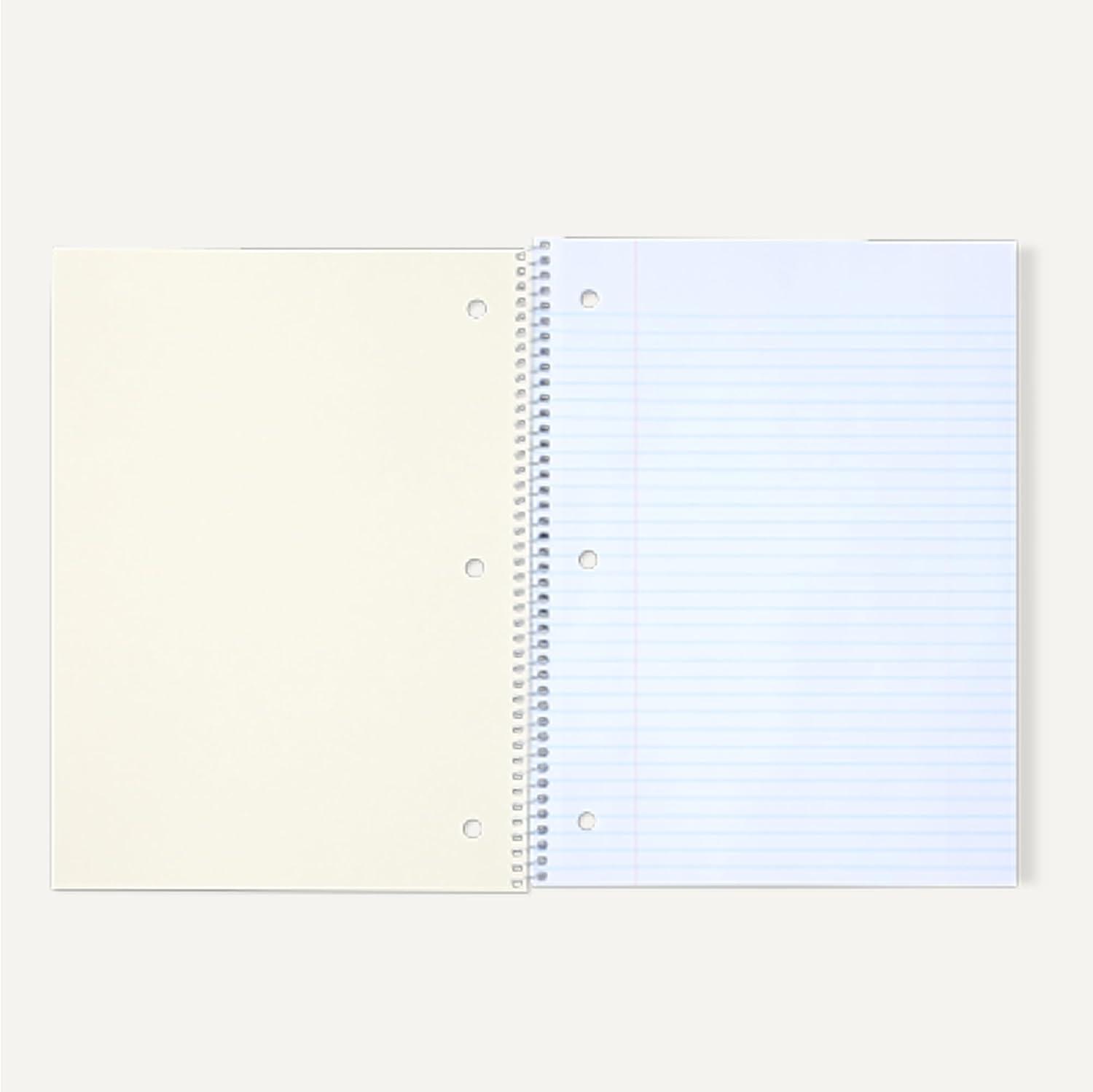 imageAmazon Basics Wide Ruled Spiral Notebook 70 Sheets 712quot x 1012quot 3 pack Assorted Primary Solid ColorsAssorted Solid Colors