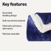 imageAmazon Basics Reversible Sherpa Comforter Set with Pillow Sham Brown TwinTwin XLNavy