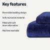 imageAmazon Basics Reversible Sherpa Comforter Set with Pillow Sham Navy TwinTwin XL