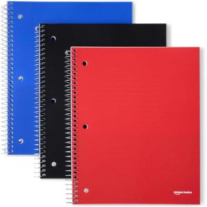 imageAmazon Basics College Ruled Spiral Notebook 70 Sheets 105quot x 8quot 5 pack Assorted Pastel Solid ColorsAssorted Primary Colors