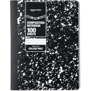 imageAmazon Basics Composition Notebook College Ruled 100 Sheets 975quot x 75quot 4 pack Marble BlackMarble Black