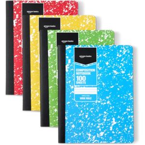 imageAmazon Basics Composition Notebook Wide Ruled 100 Sheets 1 pack Marble Black 975quot x 75quotAssorted Marble Colors