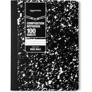 imageAmazon Basics Composition Notebook Wide Ruled 100 Sheets 1 pack Marble Black 975quot x 75quotMarble Black
