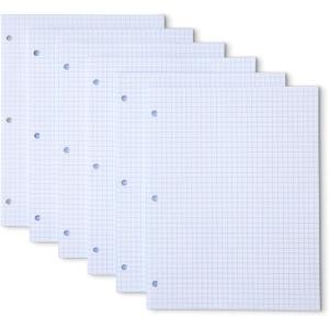 imageAmazon Basics Loose Leaf Paper Wide Ruled 150 Sheets 105quot x 8quot 1 pack WhiteGraph Ruled  100 Sheets  11 x 85