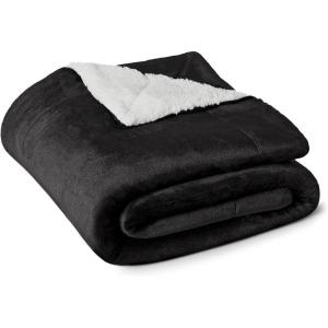 imageAmazon Basics Reversible Sherpa Comforter Set with Pillow Sham Brown TwinTwin XLBlack