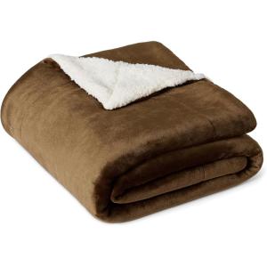 imageAmazon Basics Reversible Sherpa Comforter Set with Pillow Sham Brown TwinTwin XLBrown