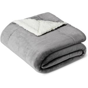 imageAmazon Basics Reversible Sherpa Comforter Set with Pillow Sham Brown TwinTwin XLDark Grey