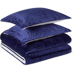 imageAmazon Basics Reversible Sherpa Comforter Set with Pillow Sham Navy King