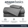 imageAmazon Basics 3 Piece Bed Sheet Set 100 Cotton Jersey Includes Super Soft Flat and Fitted Sheets Pillowcase Toddler Pink SolidDark Gray