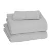 imageAmazon Basics 3 Piece Bed Sheet Set 100 Cotton Jersey Includes Super Soft Flat and Fitted Sheets Pillowcase Toddler Pink SolidLight Gray