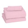 imageAmazon Basics 3 Piece Bed Sheet Set 100 Cotton Jersey Includes Super Soft Flat and Fitted Sheets Pillowcase Toddler Pink SolidPink