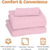 imageAmazon Basics 3 Piece Bed Sheet Set 100 Cotton Jersey Includes Super Soft Flat and Fitted Sheets Pillowcase Toddler Pink SolidPink