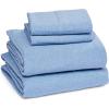 imageAmazon Basics 3 Piece Bed Sheet Set 100 Cotton Jersey Includes Super Soft Flat and Fitted Sheets Pillowcase Toddler Pink SolidSky Blue