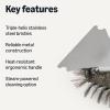 imageAmazon Basics Grill Scraper and Brush with Deluxe Handle Safe Wire Grill Brush BBQ Cleaning for Gas Infrared Charcoal Porcelain Grills Outdoor Grills Grill Accessories Gift for MenDadGrill Scraper and Brush