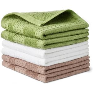 imageAmazon Basics Organic Cotton Waffle Kitchen Dish Towels  Ultra Absorbent Quick Drying LintFree 15 x 25 inches 6Pack 2pc Olive LightBrown Strip 2pc Brown 1pc Olive 1pc White2 Brown  2 Olive  2 Navy