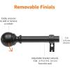 imageAmazon Basics Adjustable Curtain Rods for Windows Round Finials 1Inch Rod 72quot to 144quot Dark Bronze Pack of 1Black