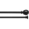 imageAmazon Basics Adjustable Curtain Rods for Windows Round Finials 1Inch Rod 72quot to 144quot Dark Bronze Pack of 1Black