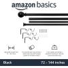 imageAmazon Basics Adjustable Curtain Rods for Windows Round Finials 1Inch Rod 72quot to 144quot Dark Bronze Pack of 1Black