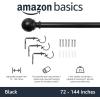 imageAmazon Basics Adjustable Curtain Rods for Windows Round Finials 1Inch Rod 72quot to 144quot Dark Bronze Pack of 1Black