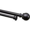 imageAmazon Basics Adjustable Curtain Rods for Windows Round Finials 1Inch Rod 72quot to 144quot Dark Bronze Pack of 1Black