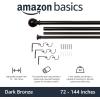 imageAmazon Basics Adjustable Curtain Rods for Windows Round Finials 1Inch Rod 72quot to 144quot Dark Bronze Pack of 1Bronze