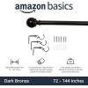 imageAmazon Basics Adjustable Curtain Rods for Windows Round Finials 1Inch Rod 72quot to 144quot Dark Bronze Pack of 1Bronze