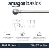 imageAmazon Basics Adjustable Curtain Rods for Windows Round Finials 1Inch Rod 72quot to 144quot Dark Bronze Pack of 1Nickel
