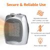 imageAmazon Basics Ceramic Space Heater Portable Indoor Heating Solution With Overheat and TipOver Protection Thermostat NonOscillating 1500W 752quotD x 634quotW x 945quotH Silversilver