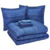 imageAmazon Basics Lightweight Microfiber Comforter Sets 7 Pieces Navy Geometrics FullQueenBlue Calvin Striped
