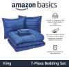 imageAmazon Basics Lightweight Microfiber Comforter Sets 7 Pieces Navy Geometrics FullQueenBlue Calvin Striped