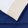 imageAmazon Basics Lightweight Microfiber Comforter Sets 7 Pieces Navy Geometrics FullQueenBlue Stripe