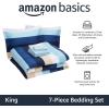imageAmazon Basics Lightweight Microfiber Comforter Sets 7 Pieces Navy Geometrics FullQueenBlue Stripe