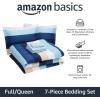 imageAmazon Basics Lightweight Microfiber Comforter Sets 7 Pieces Navy Geometrics FullQueenBlue Stripe