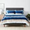 imageAmazon Basics Lightweight Microfiber Comforter Sets 7 Pieces Navy Geometrics FullQueenBlue Stripe