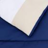 imageAmazon Basics Lightweight Microfiber Comforter Sets 7 Pieces Navy Geometrics FullQueenBlue Stripe