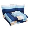 imageAmazon Basics Lightweight Microfiber Comforter Sets 7 Pieces Navy Geometrics FullQueenBlue Stripe
