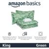 imageAmazon Basics Lightweight Microfiber Comforter Sets 7 Pieces Navy Geometrics FullQueenFloral Motifs in Green Background